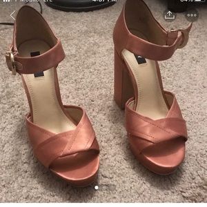 Dusty Rose block heels